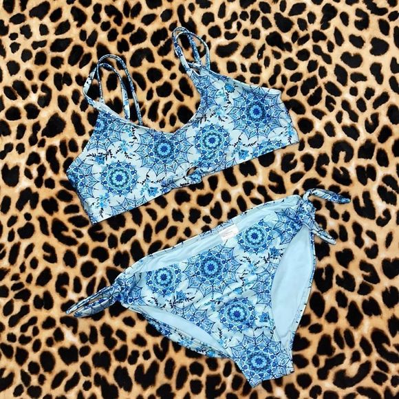 •WONDER NATION• blue paisley print bikini size 14-16 - Picture 2 of 5